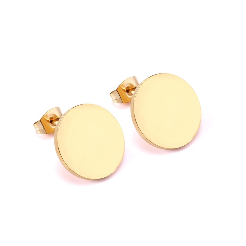ASON Simple Style Gold Color Round Shape Piercing Stud Earrings Stainless Steel Ladies Earrings Pendientes Mujer Party Gift asonjewelry